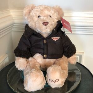 NWT FAO Schwarz teddy bear 2014 aviator tan brown